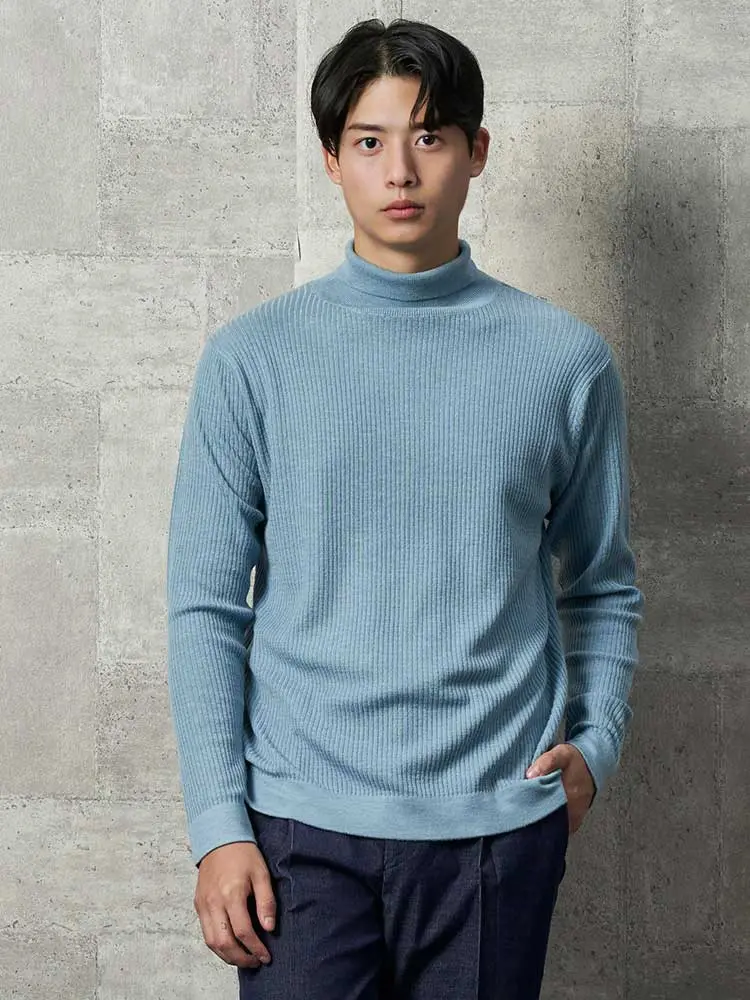 サックス TOKYO RUN ハーフタートルネック リブニットセーター