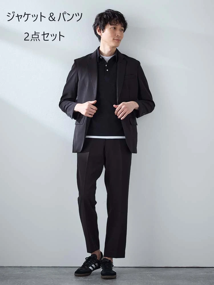 ネイビー 【上下セット】ライトセットアップ ブラック/グレー/ネイビー