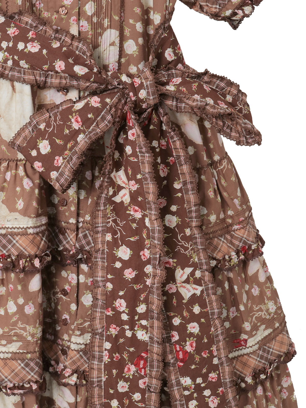 バラ園うさぎプリントパッチワークワンピース｜ピンクハウス