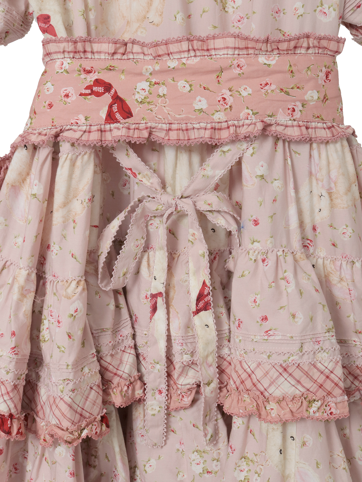 バラ園うさぎプリントパッチワークワンピース｜ピンクハウス