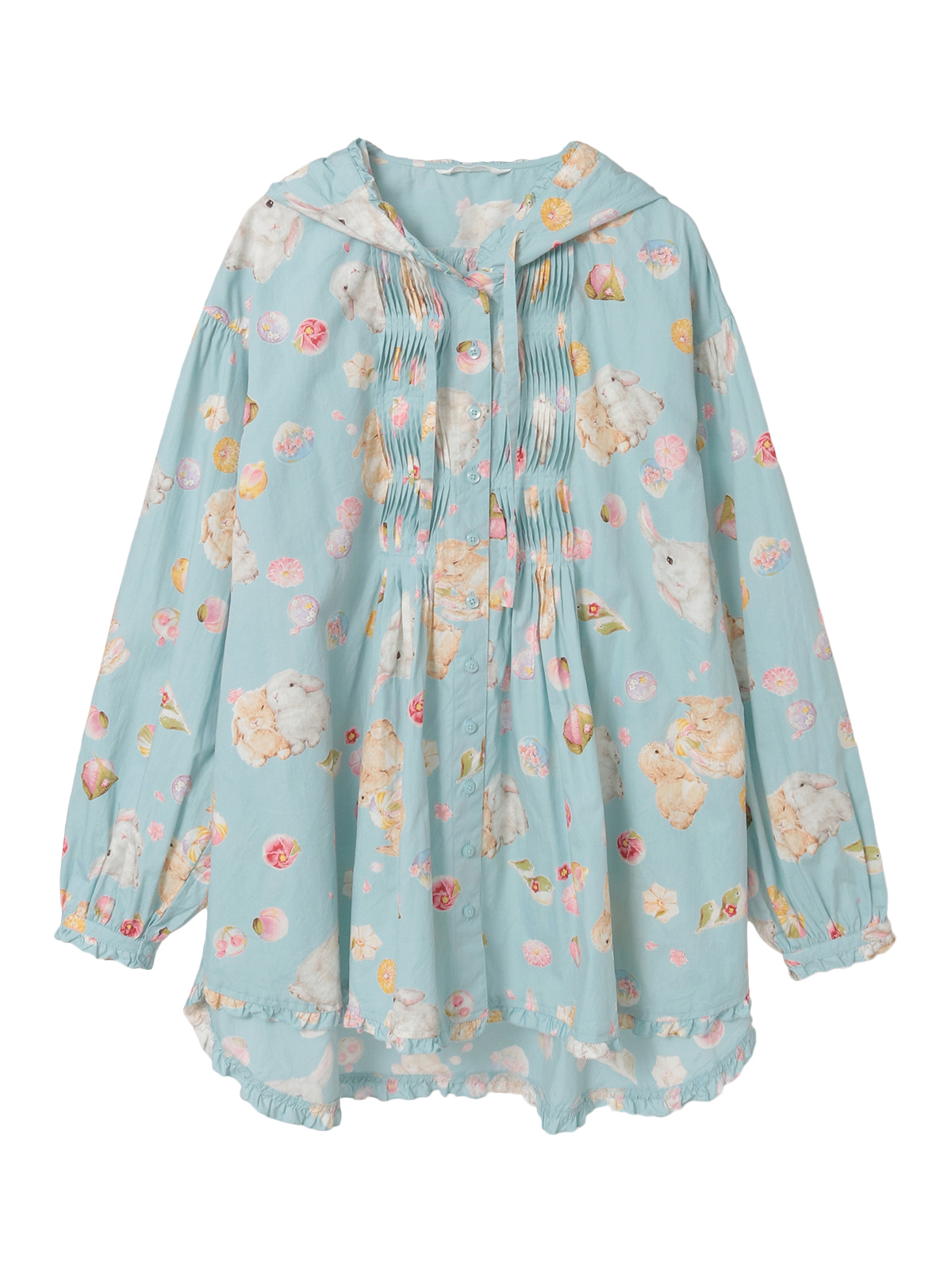 インゲボルグ ピコフリルレースリボンデザインフード付きブラウス