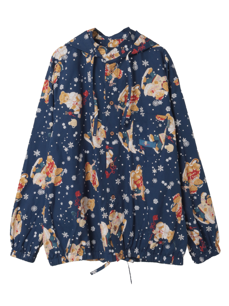 三つ子のくま冬支度プリントフードブラウス｜ピンクハウスオフィシャル