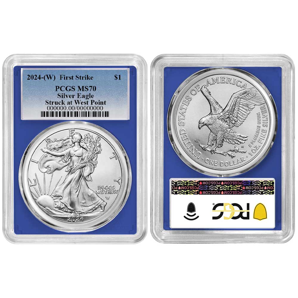 2024 (W) $1 American Silver Eagle 3pc Set PCGS MS70 FS Blue Label