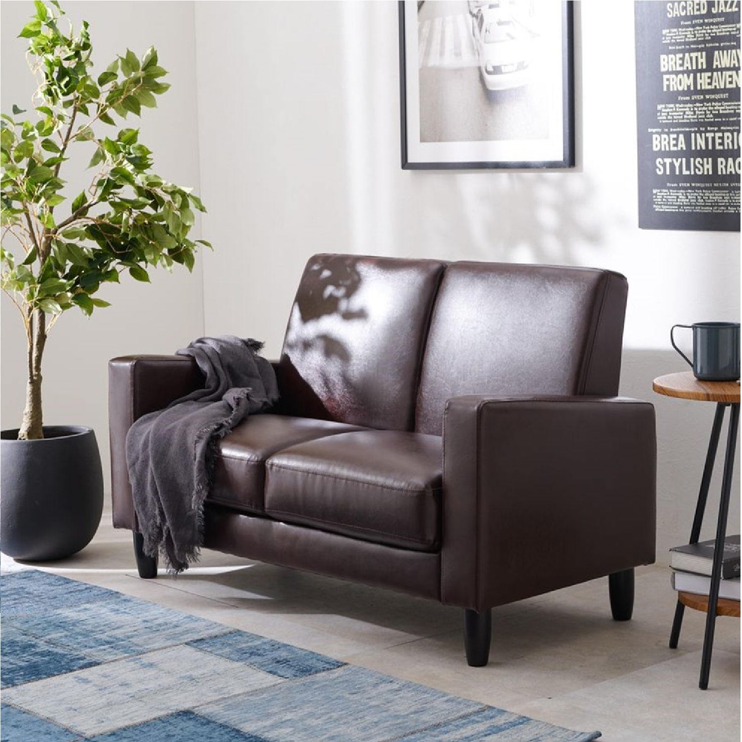 合皮のシンプルソファー ＜2人掛けコンパクト＞｜通販のベルメゾンネット