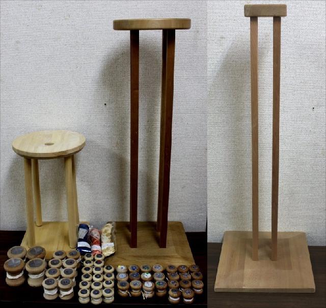有織組紐 道明 角台 丸台 木製台3セット 木製組玉 計52個 未開封絹糸3