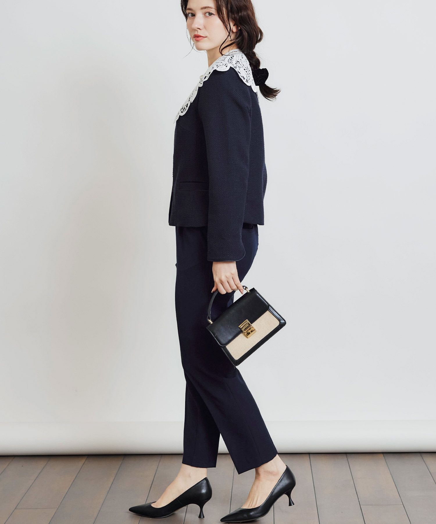 セットアップ可能】綾織りツイードノーカラージャケット | PICCIN