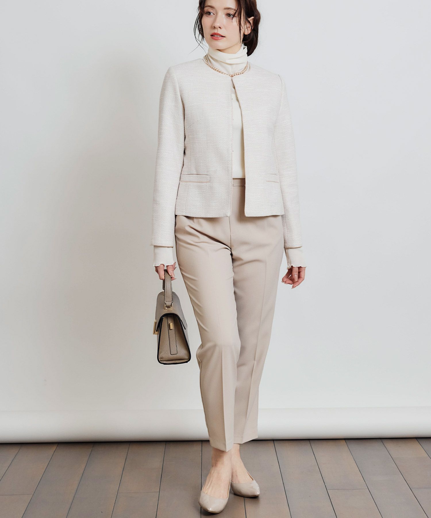 セットアップ可能】綾織りツイードノーカラージャケット | PICCIN