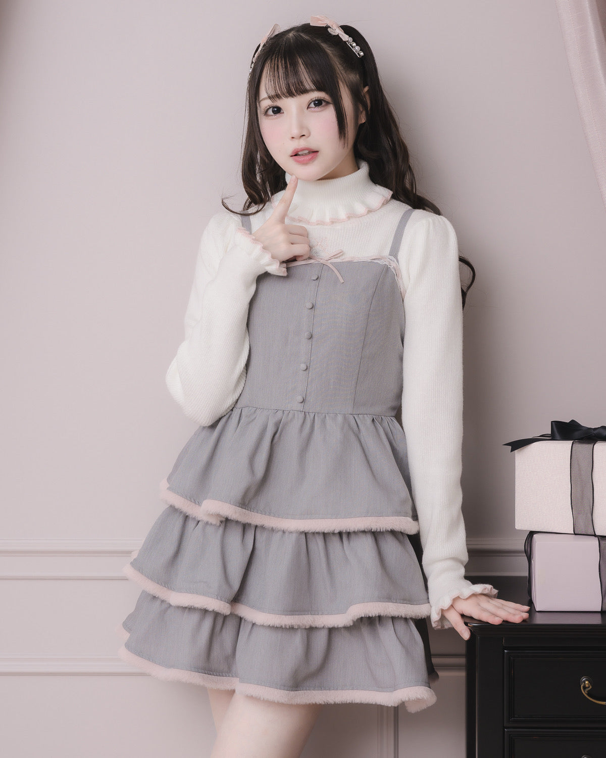 プチタートルフリルリブニットトップス – pium