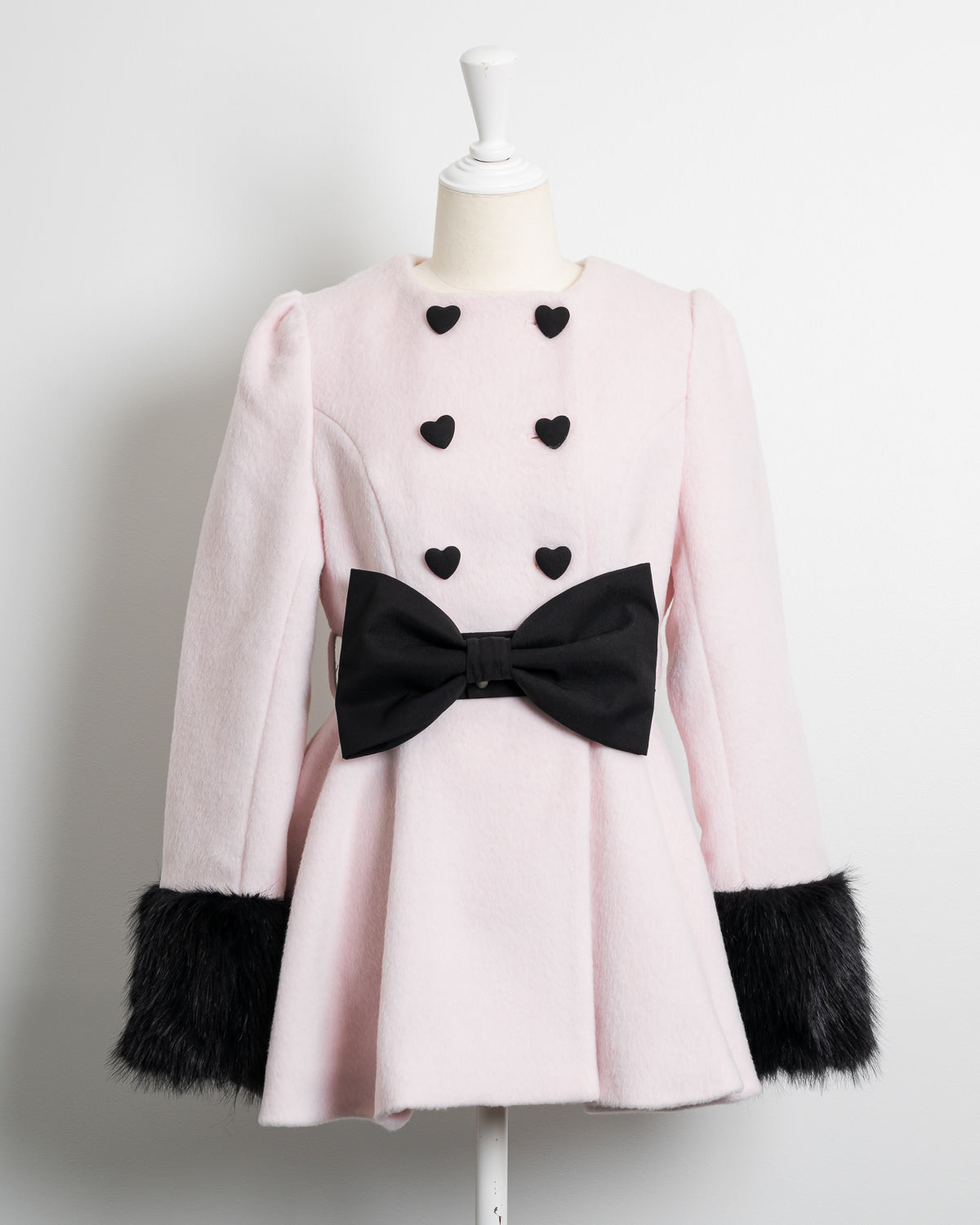 ハートボタンリボンベルトシャギーコート – pium