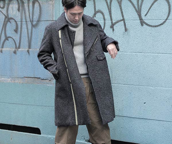 FRANK LEDERからヘリンボーンのモーターサイクルコート。 | andPheb