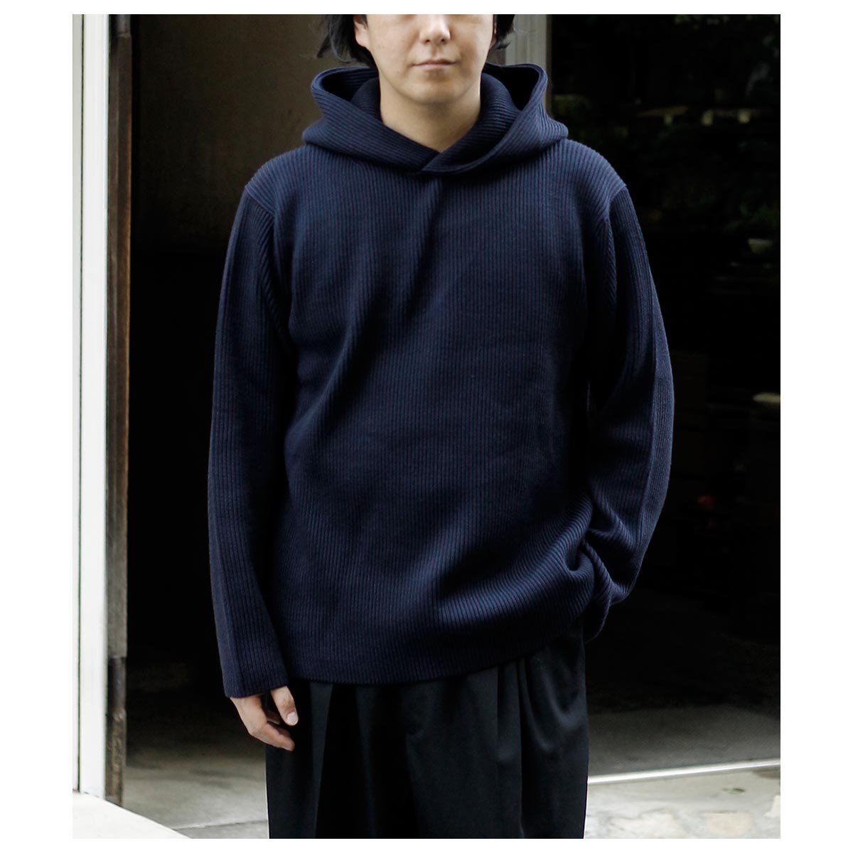 40%OFF セール バトナー BATONER ソリッド ウールリブ プルパーカー