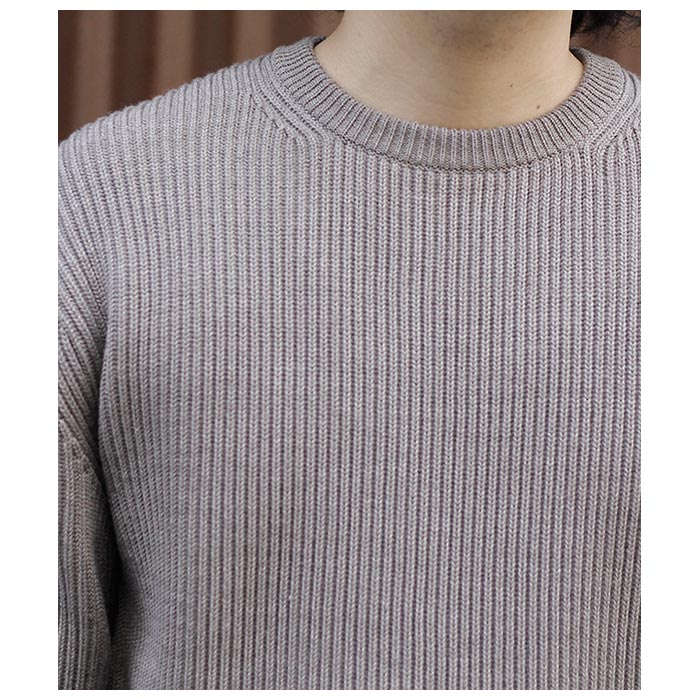 バトナー BATONER ソリッドウール リブ クルーネック SOLID WOOL RIB