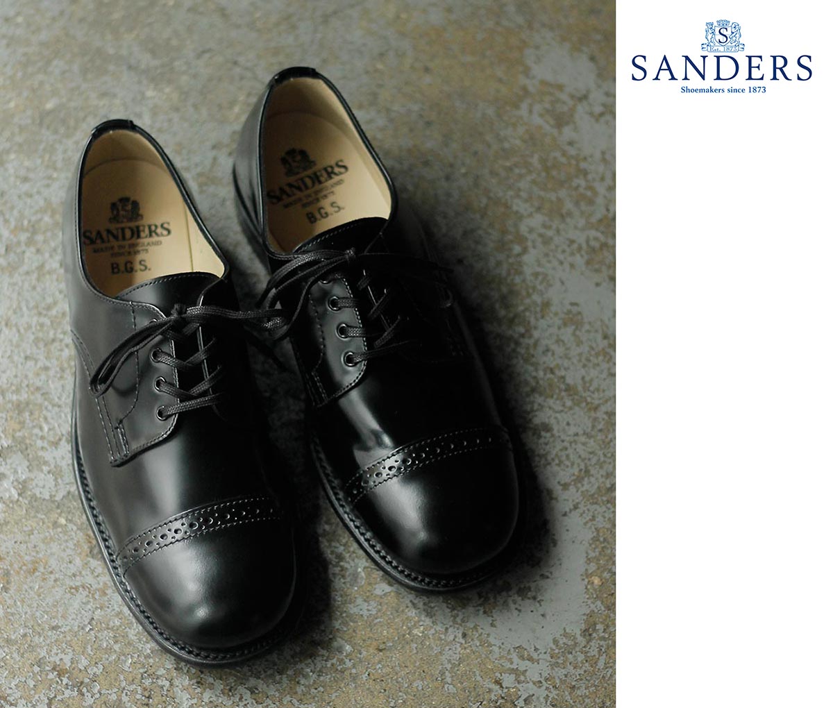 サンダース SANDERS パンチドキャップ ミリタリーダービー シューズ 靴