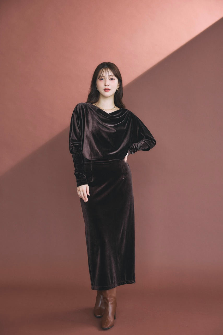 グロッシーベロアドレープドレス – poláura OFFICIAL ONLINE STORE