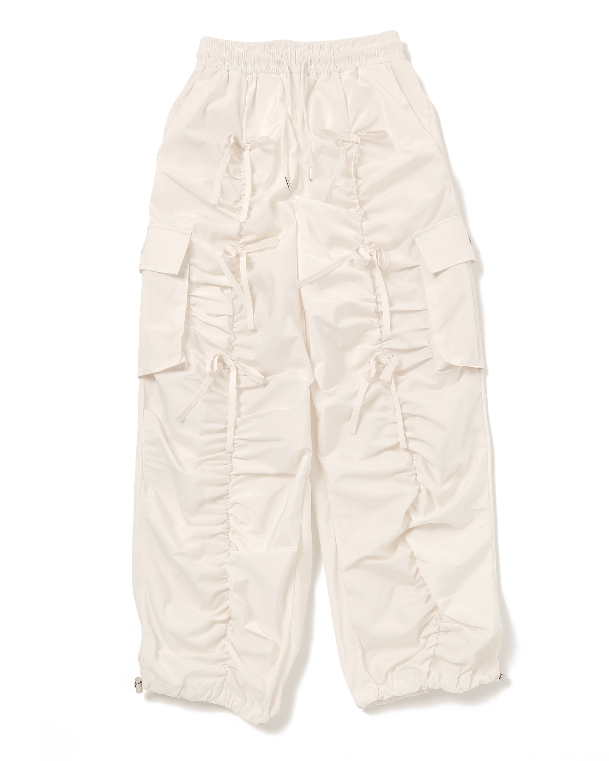 GATHER RIBBON CARGO PANTS（WHITE）