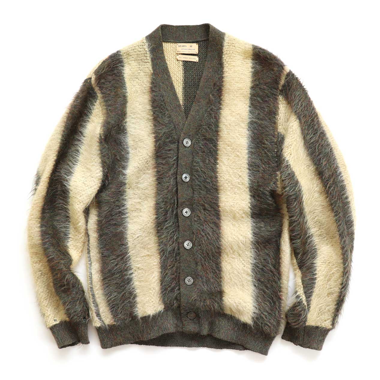 POST JUNK / 60's SEARS ストライプ モヘアカーディガン [M]