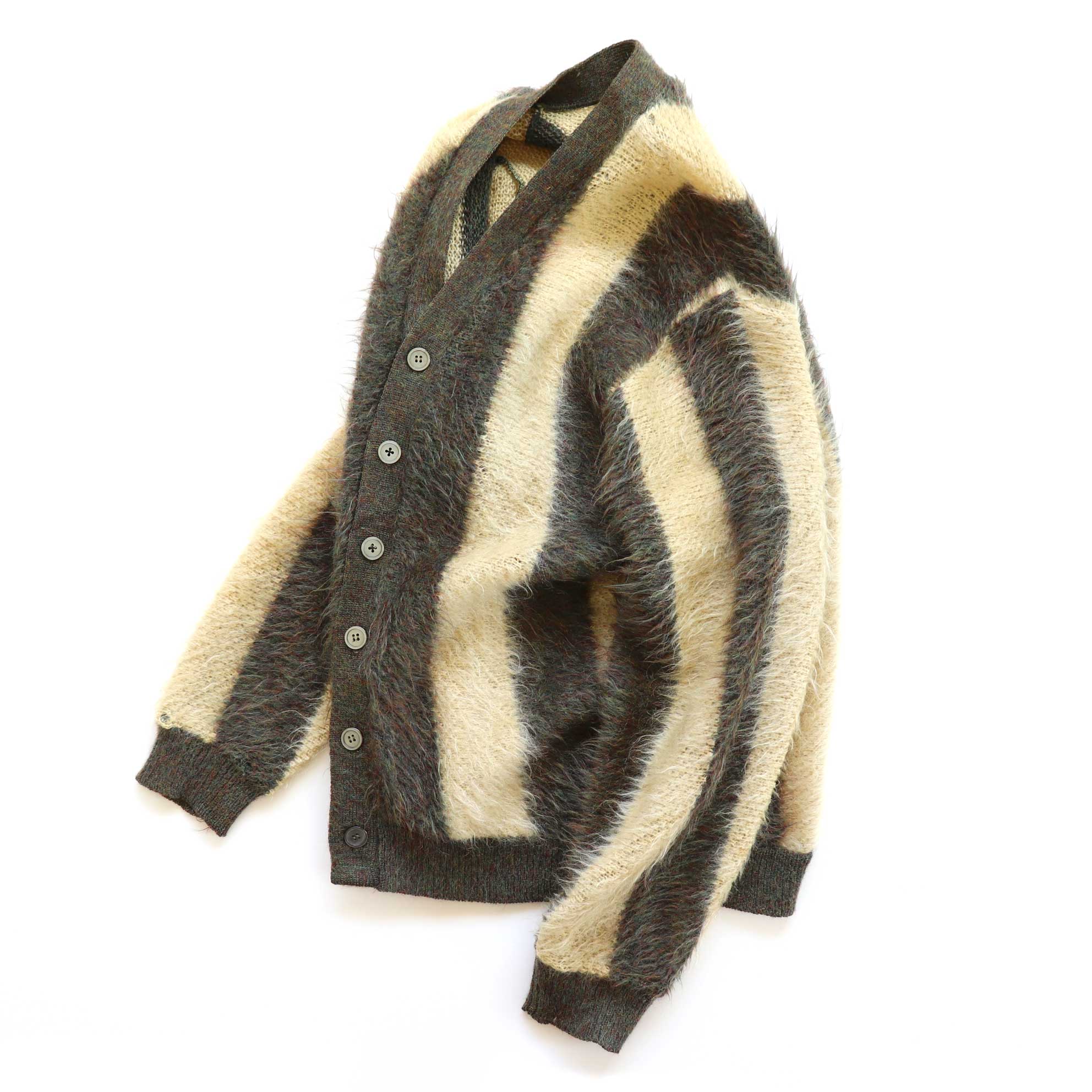 POST JUNK / 60's SEARS ストライプ モヘアカーディガン [M]