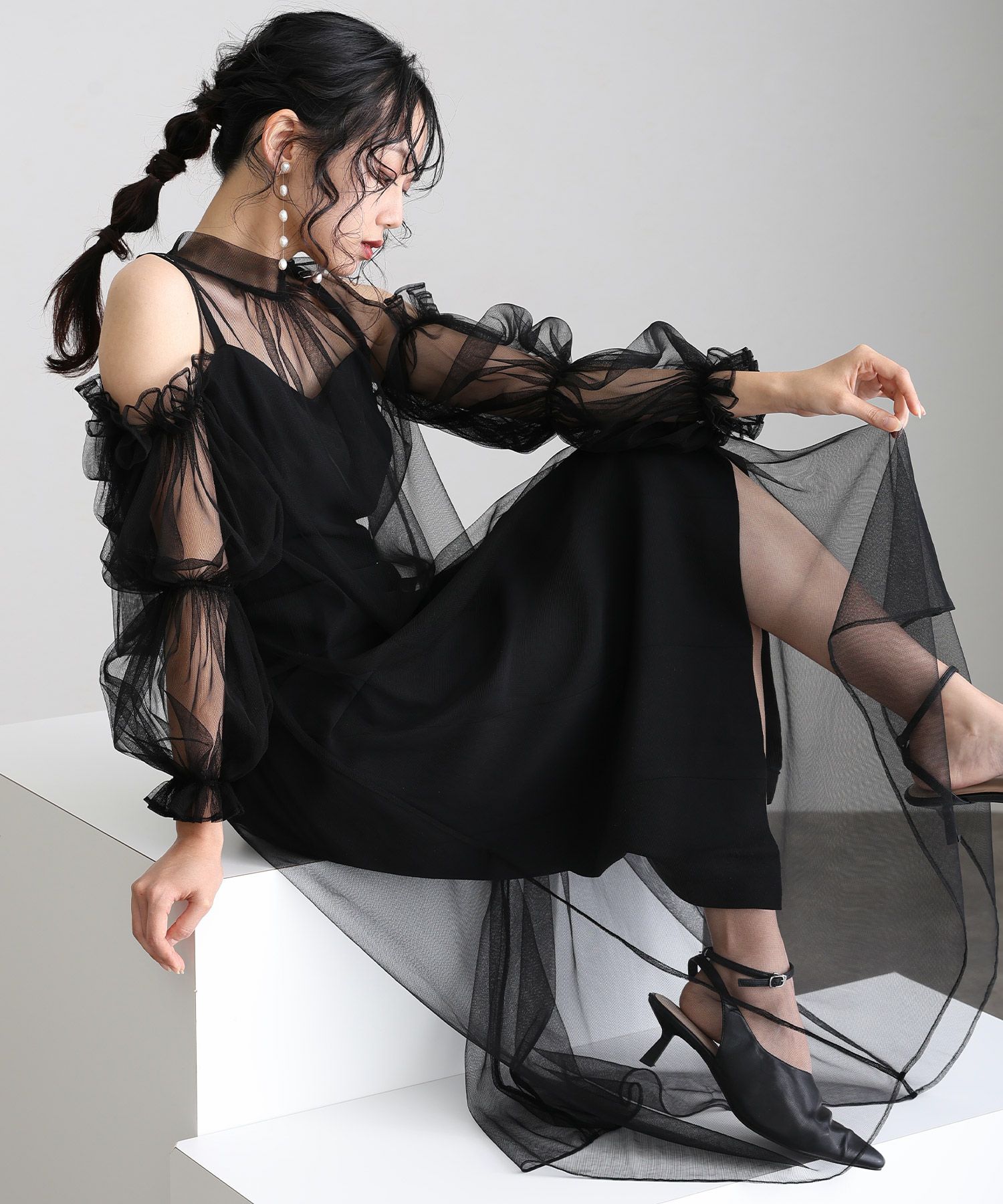 Aラインチュールセットドレス | PourVous（プールヴー）パーティー