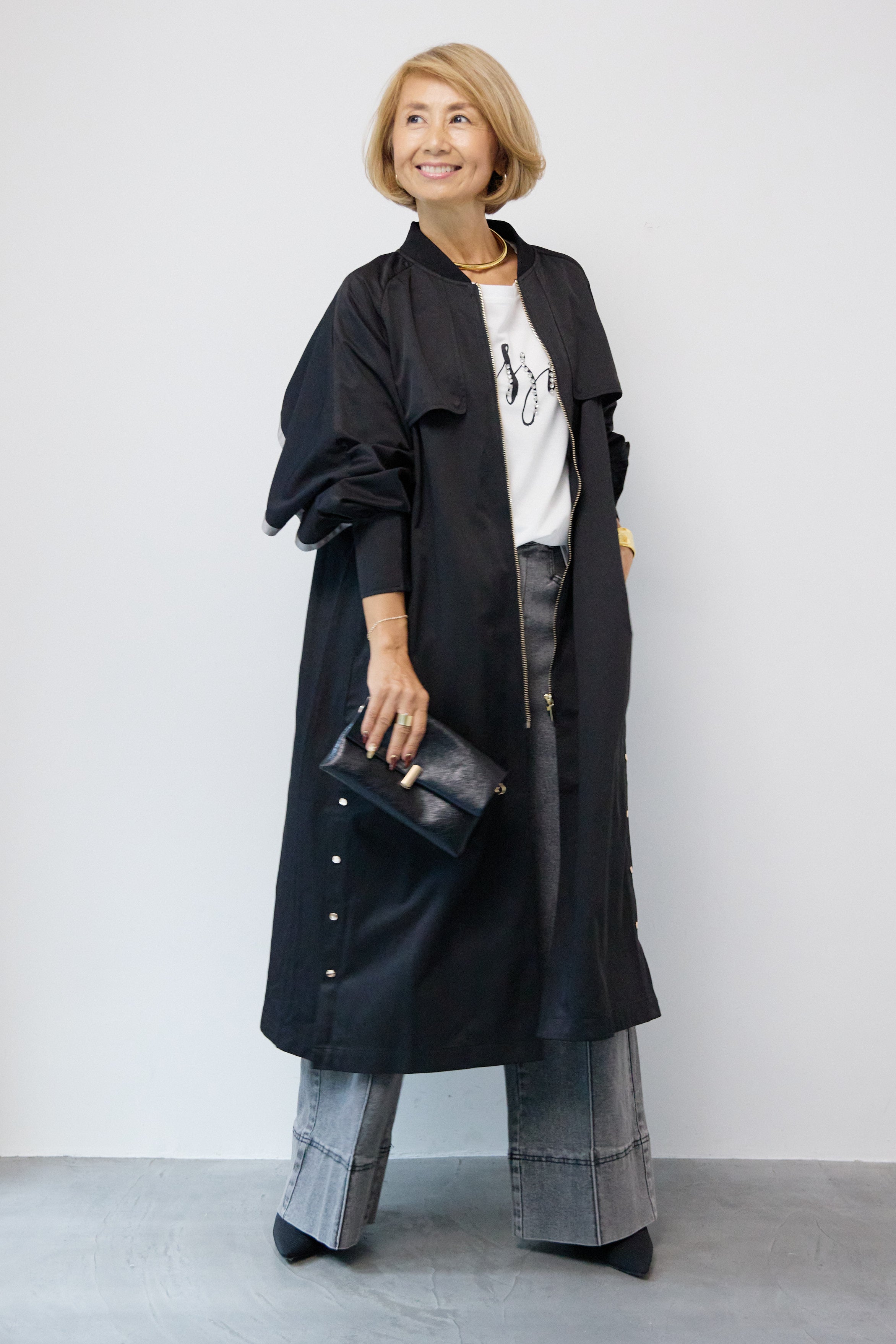 PLUS OTOHA バックラッフルデザインロングブルゾン バックラッフル