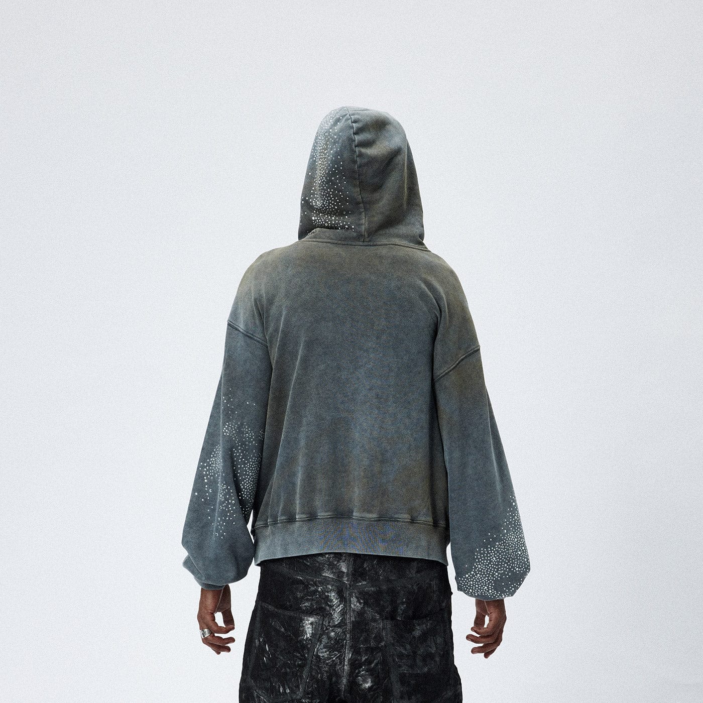 DND4DES Diamond Distressed Zip-Up Hoodie