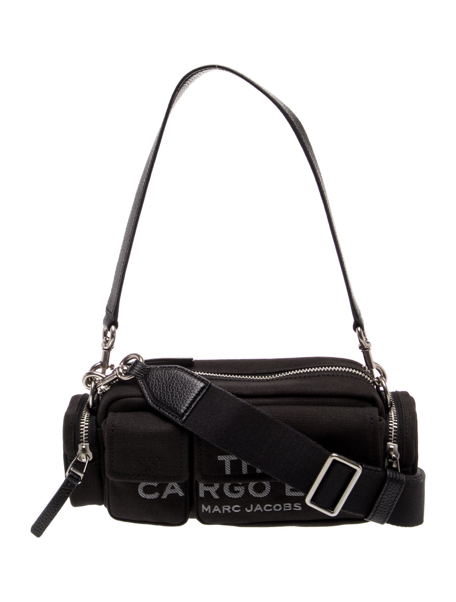 Fendi Zucca Double Zip Shoulder Bag - Black Shoulder Bags