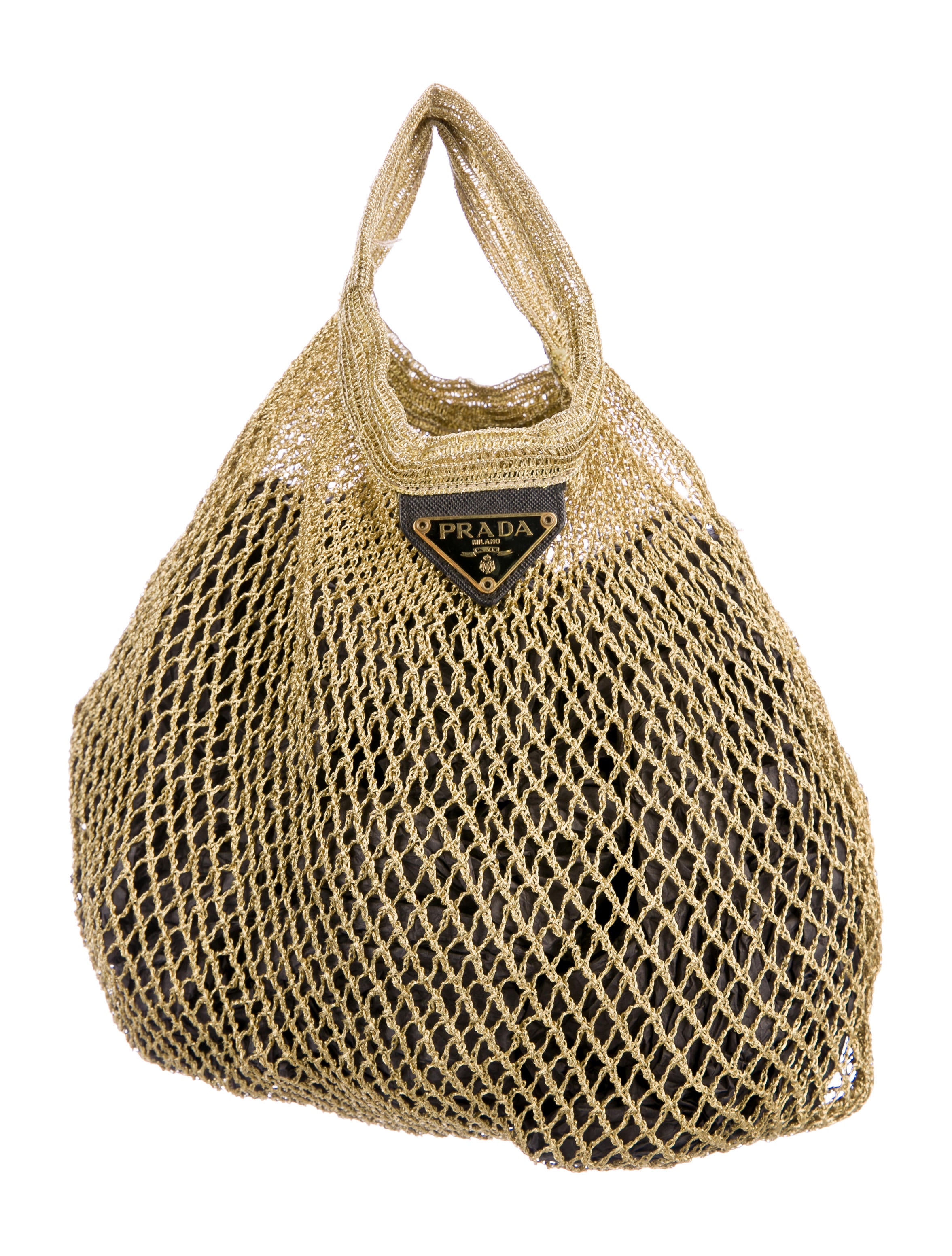 Prada Metallic Mesh Bag - Gold Handle Bags, Handbags - PRA231421