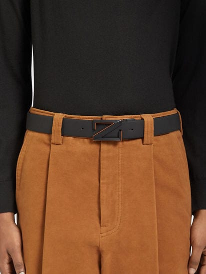 ブラック&Foliage リバーシブル両面仕様レザーベルト FW25 22060629