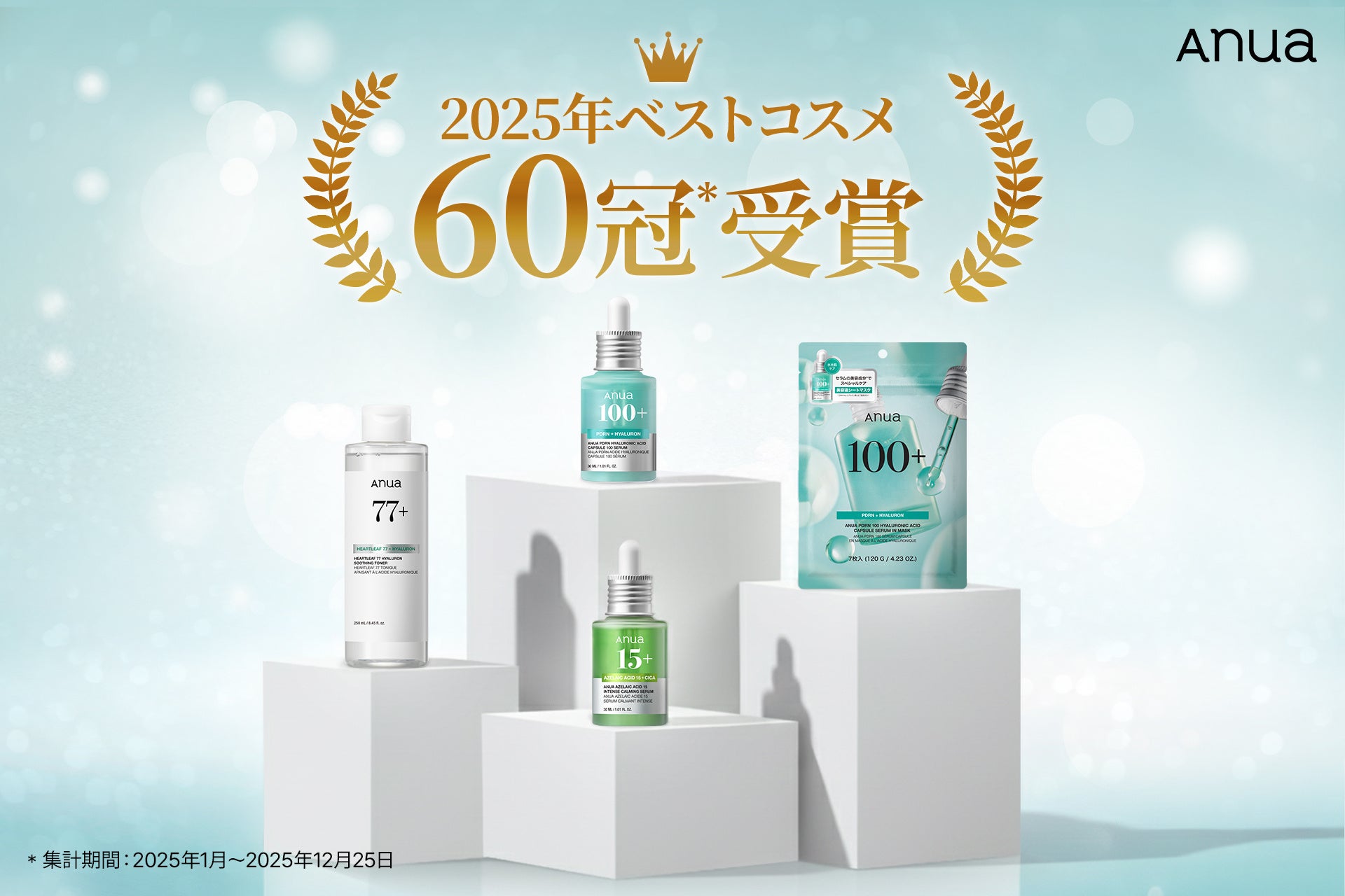 グローバルスキンケアブランドAnua 2025年ベストコスメ60冠*¹受賞で