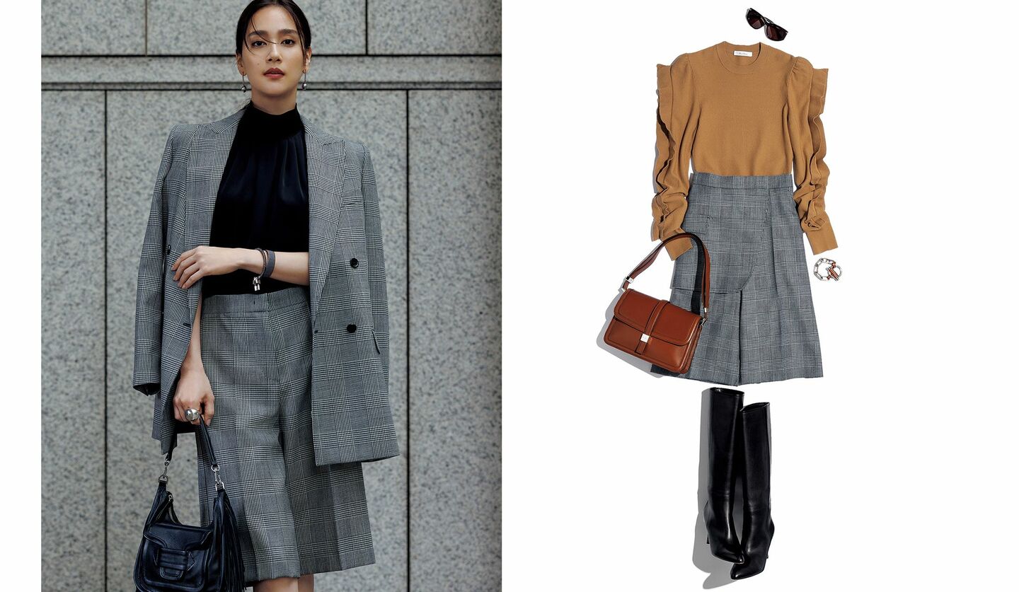 コーディネートの選択肢が広がる「マックスマーラ」のチェック柄ハーフ