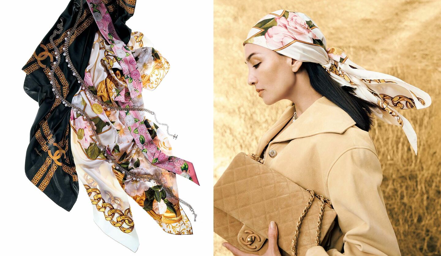 ヘッドスカーフに、ベルトとしてあしらうなど自由なアレンジを楽しんで