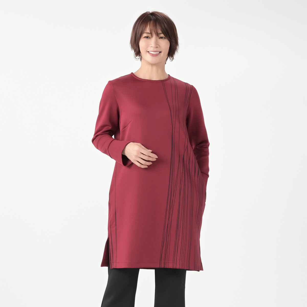 BOUTIQUE JUNKO ラインアートプリントチュニック ブティックジュンコ