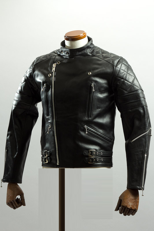 UKパッディングライダースジャケット スタンドカラータイプ ブラック