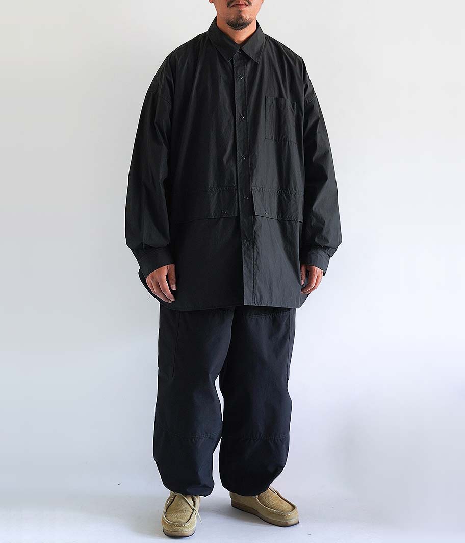 Fresh Service Cargo Pocket Regular Collar Utility Shirt [BLACK
