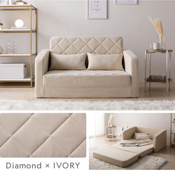 3WAYソファベッド 『Restio レスティオ』 ダイヤモンドキルト/3WAYで