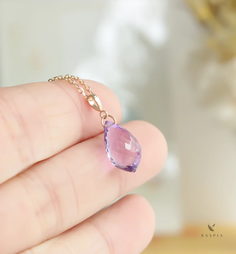 2月誕生石 K10 アメジスト(シャンデリアカット) ネックレスチャーム