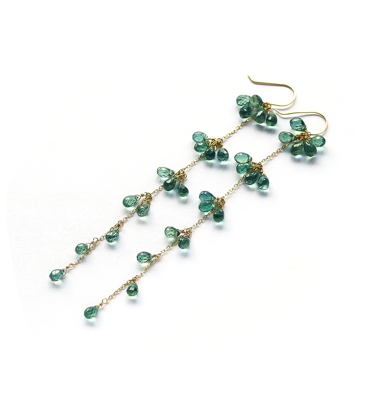 数量限定】9月誕生石 K10 グリーンサファイアのグラデーション ロング