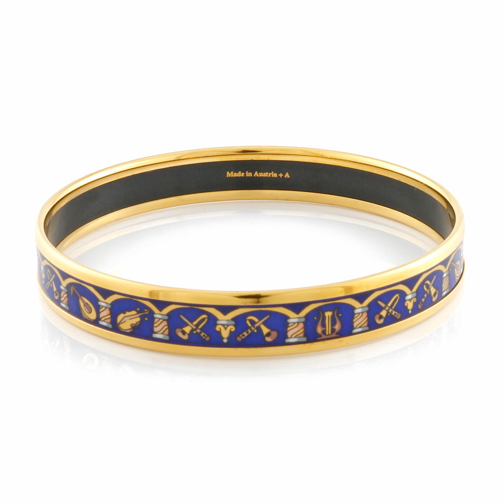 中古】 エルメス HERMES バングル 楽器 エマイユ ゴールド ブルー