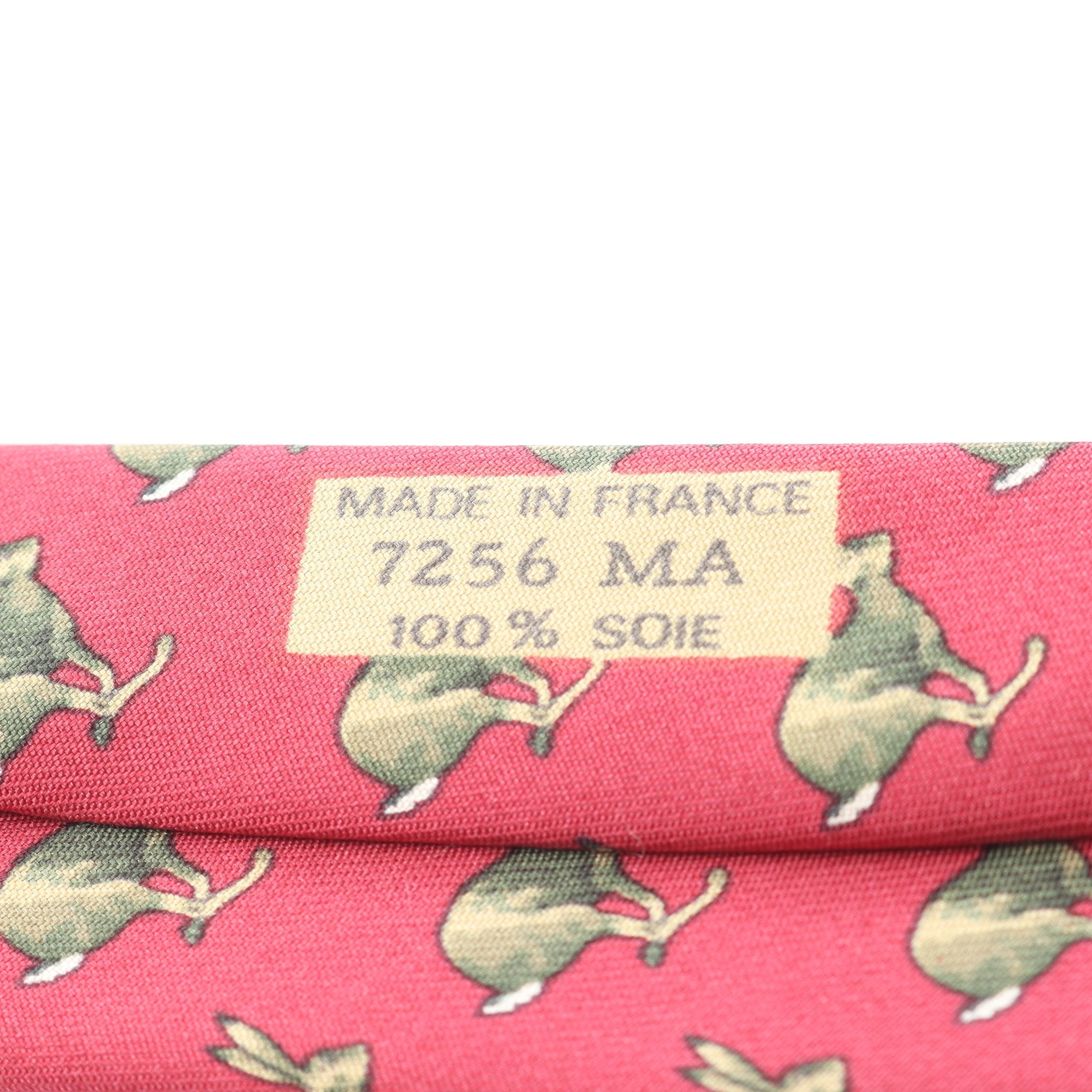 ネクタイ ウサギ シルク ピンクレッド グリーン エルメス – RECLO