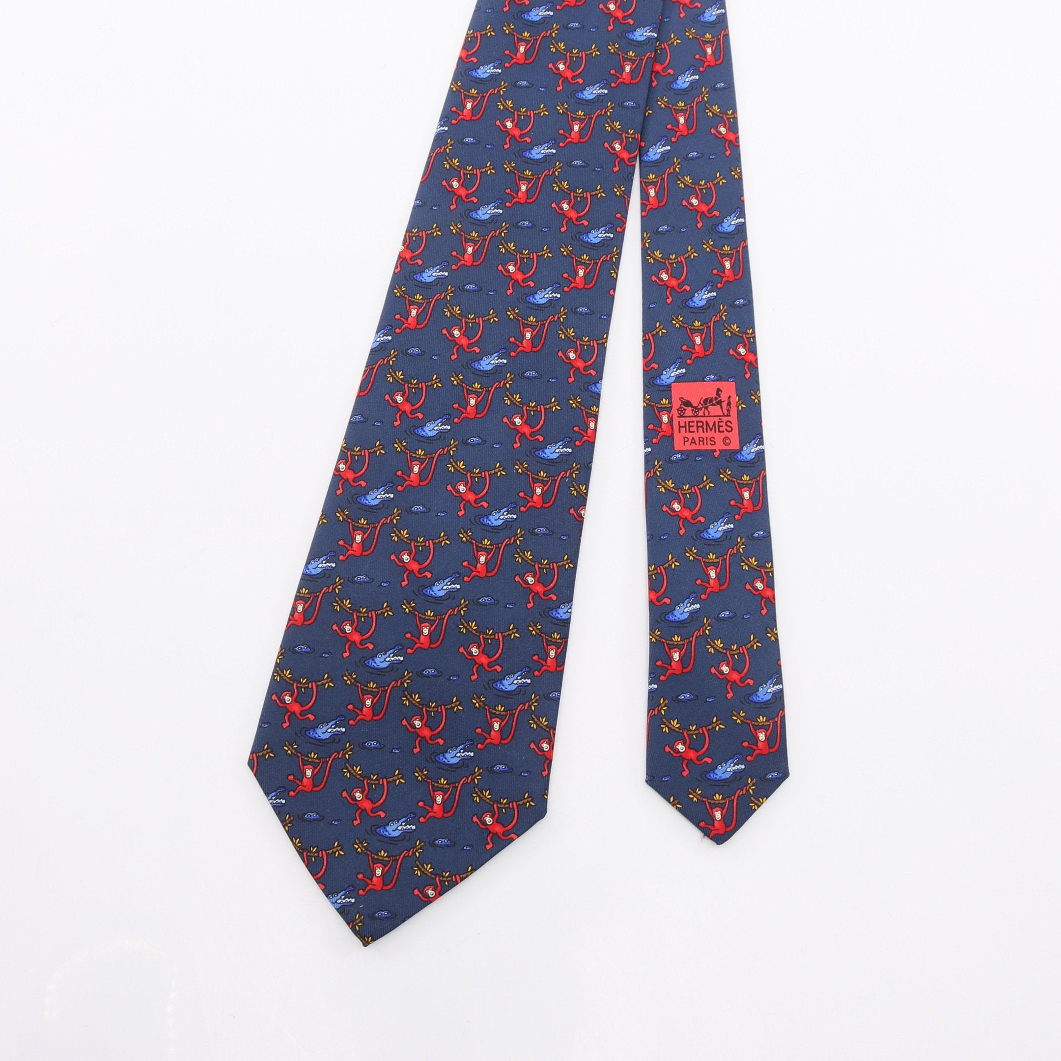 ネクタイ 総柄 シルク ネイビー レッド エルメス – RECLO