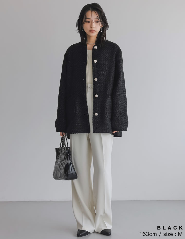 オーバーサイズ金ボタンツイードジャケット - ジャケット/アウター通販
