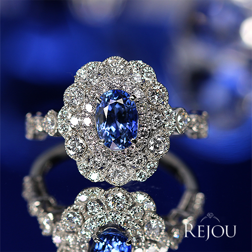 コーンフラワーブルーサファイア 1.1ct ダイヤモンド 0.7ct プラチナ