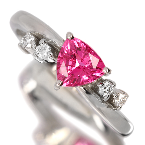 ネオンピンクスピネル 0.7ct ダイヤモンド プラチナ リング(指輪