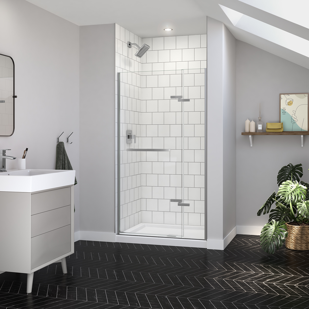 B3Square 4236 Acrylic Corner Right Shower Base in White with