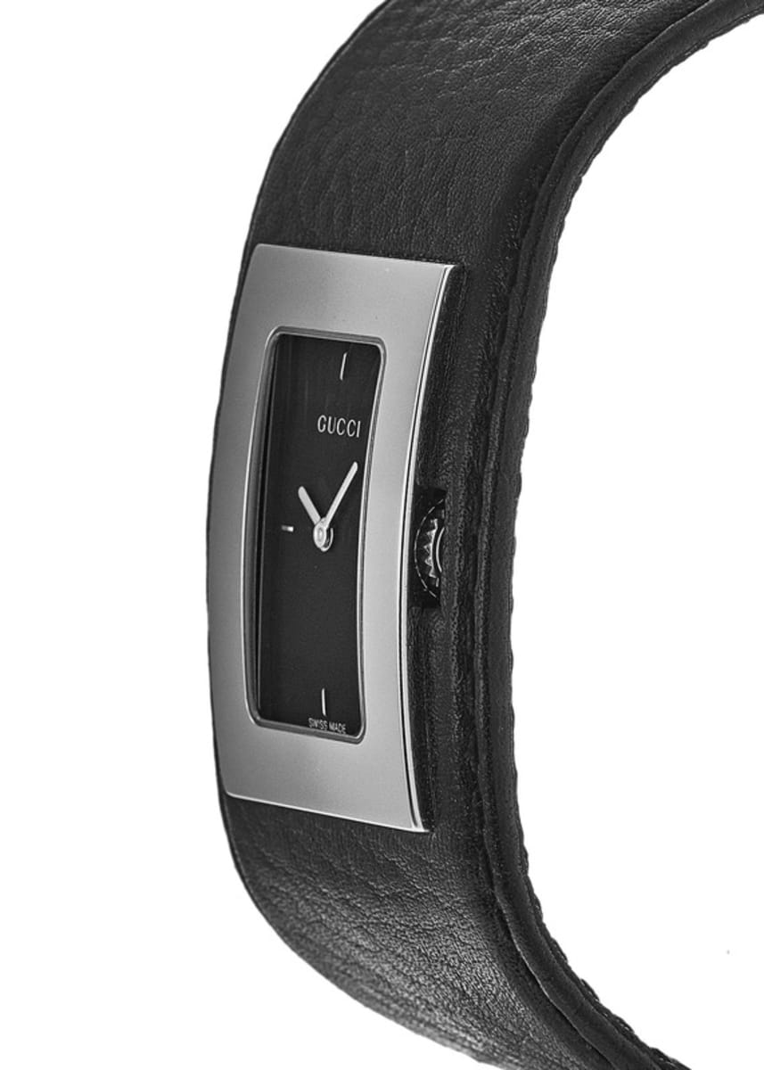 Gucci 7800L Black Leather Women's Watch YAG07835 | WatchMaxx