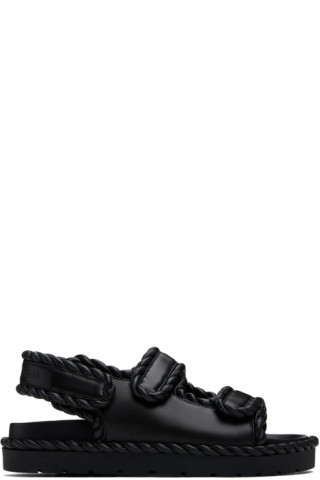 Bottega Veneta: Black Jack Flat Sandals | SSENSE