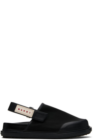 Black Back Strap Mules by Marni on Sale