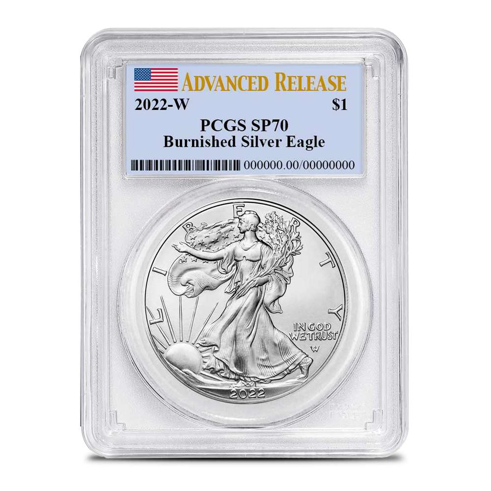 Buy 2022-W 1 oz Burnished American Silver Eagle Coin PCGS SP70 AR