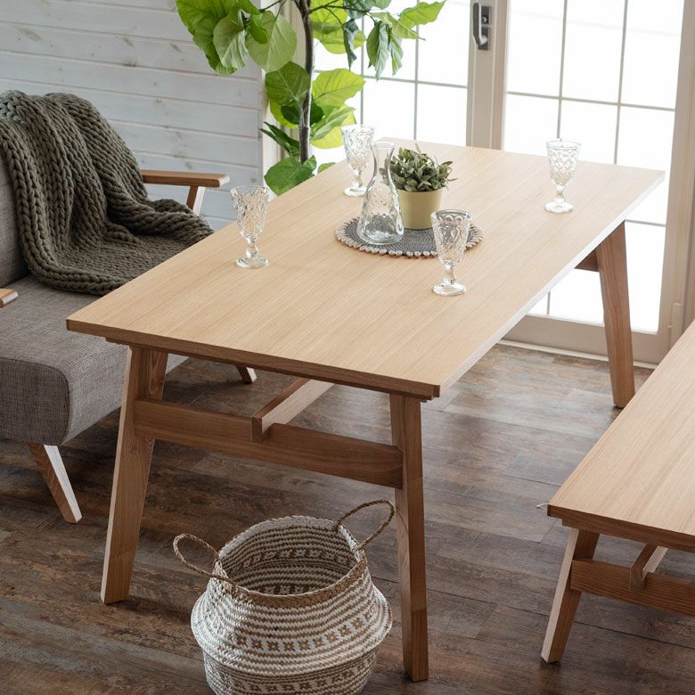 ダイニングテーブル 木製 長方形 4人掛け 幅160×奥行80cm 高さ65cm