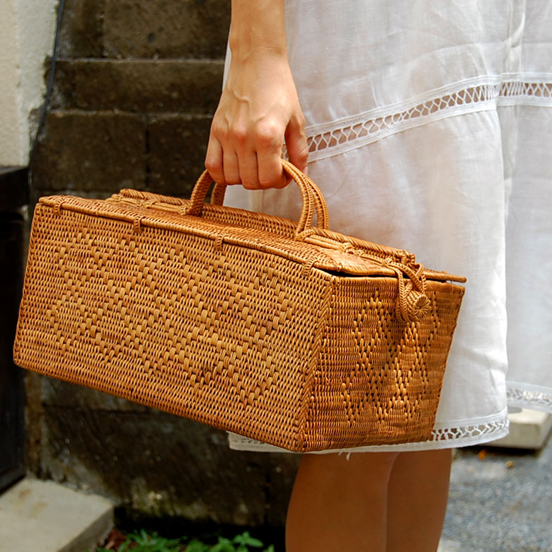 アタ製カゴバッグ[ランチバッグM][2993]【アジアン雑貨のアジア工房