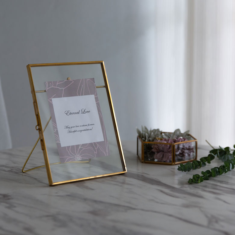 ガラスと真鍮でできたフォトフレーム(63270)【写真立て おしゃれ